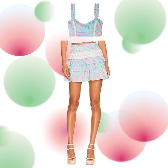 🍭LOVE SHACK FANCY🍭 - Matching crop top + high-rise layered skirt “SET”- XL - Picture 3 of 16